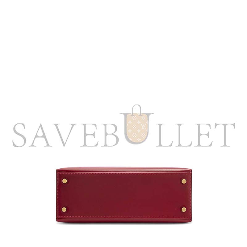 HERMÈS A ROUGE H CALF BOX LEATHER KELLY 25 WITH GOLD HARDWARE (25*17*7cm)